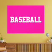 Sporty Athletic White BASEBALL Text On Bright Pink Leinwanddruck (Insitu (Wohnzimmer))