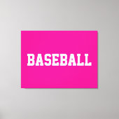 Sporty Athletic White BASEBALL Text On Bright Pink Leinwanddruck (Vorderseite)