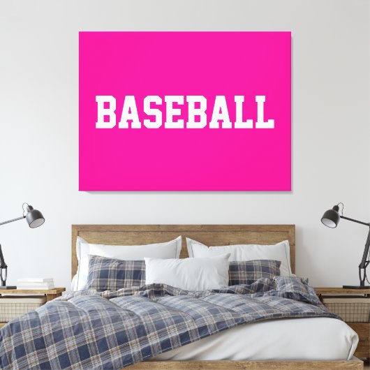 Sporty Athletic White BASEBALL Text On Bright Pink Leinwanddruck (Insitu (Schlafzimmer))