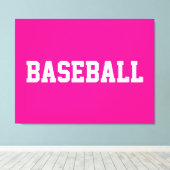 Sporty Athletic White BASEBALL Text On Bright Pink Leinwanddruck (Insitu (Holzboden))