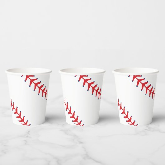Sporty-Baseball Classic Red & White Sports Themed Pappbecher (Multi)