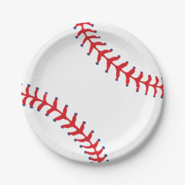 Sporty-Baseball Classic Red & White Sports Themed Pappteller