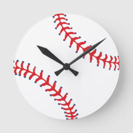 Sporty-Baseball Classic Red & White Sports Themed Runde Wanduhr
