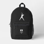 Sporty Baseball Silhouette Monogram Schwarz-weiß Bedruckter Rucksack (Vorderseite)