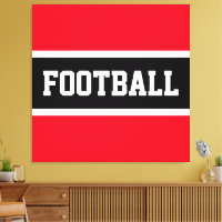 Sporty Black Bright Red White FOOTBALL Streifen