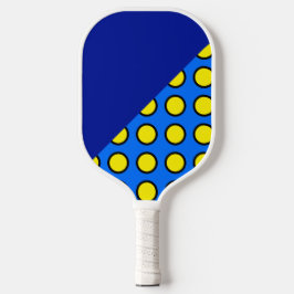 Sporty Black Bright Yellow Blue Geometric Muster Pickleball Schläger