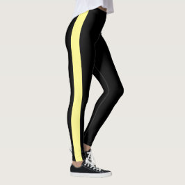Sporty Black Monochrome Vertikale Band Leggings