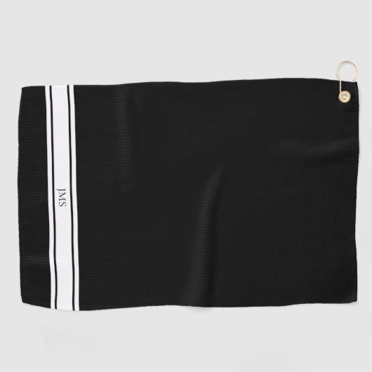 Sporty Black Monogram Golf Handtuch (Horizontal)