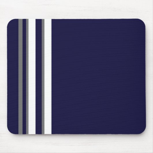 Sporty Blue Gray & White Strip Mouse Pad Mousepad (Vorne)