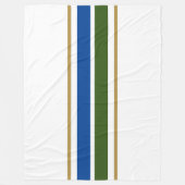 Sporty Blue Green Centre Racing Streifen auf Weiß Fleecedecke (Vorderseite)