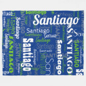 Sporty Blue Green Name Wiederholung Muster Stadiiu Fleecedecke (Vorderseite (Horizontal))