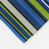Sporty Blue Green Stripe Monogram Fleece Blanket (Ecke)