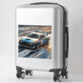 Sporty Blue Racing Auto Aufkleber (Koffer)
