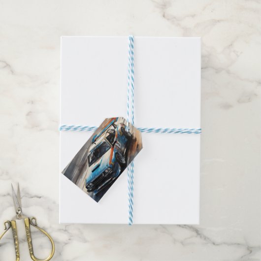 Sporty Blue Racing Auto Geschenkanhänger (Mit Garn)