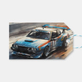 Sporty Blue Racing Auto Geschenkanhänger (Vorderseite (Horizontal))