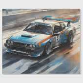Sporty Blue Racing Auto Geschenkpapier (Flach)