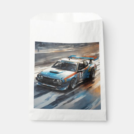 Sporty Blue Racing Auto Geschenktütchen (Vorderseite)