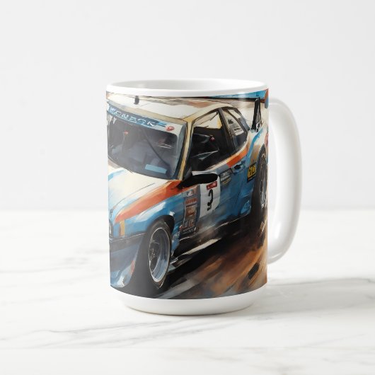 Sporty Blue Racing Auto Kaffeetasse (VorderseiteRechts)