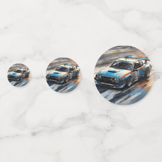 Sporty Blue Racing Auto Konfetti (Vorderseiten)