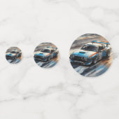 Sporty Blue Racing Auto Konfetti (Rückseiten)