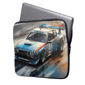 Sporty Blue Racing Auto Laptopschutzhülle (Vorderseite Links)