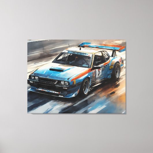 Sporty Blue Racing Auto Leinwanddruck (Vorderseite)