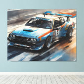 Sporty Blue Racing Auto Leinwanddruck (Insitu (Holzboden))