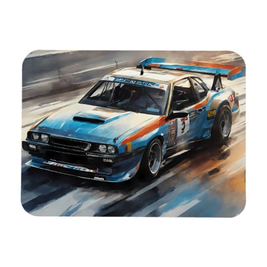 Sporty Blue Racing Auto Magnet (Horizontal)