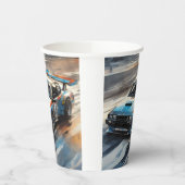 Sporty Blue Racing Auto Pappbecher (Links)