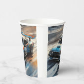 Sporty Blue Racing Auto Pappbecher (Rechts)