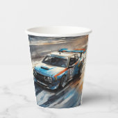 Sporty Blue Racing Auto Pappbecher (Vorderseite)