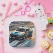 Sporty Blue Racing Auto Pappteller (Party)