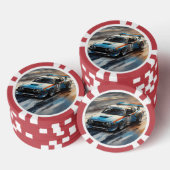 Sporty Blue Racing Auto Pokerchips (Stapel)