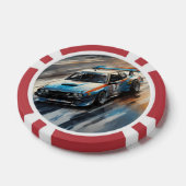 Sporty Blue Racing Auto Pokerchips (Einzeln)