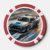 Sporty Blue Racing Auto Pokerchips (Rückseite)