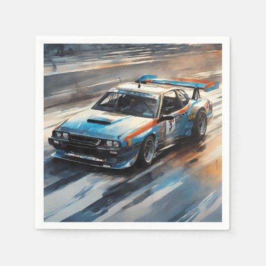 Sporty Blue Racing Auto Serviette (Vorderseite)