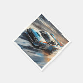 Sporty Blue Racing Auto Serviette (Ecke)