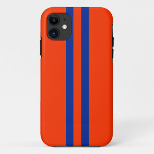 Sporty Blue und Orange Stripes Muster iPhone 11 Hülle