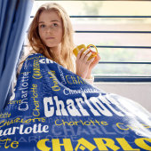 Sporty Blue Yellow Name Wiederholung Muster Stadio Fleecedecke