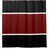 Sporty Bold Black Wide Dark Red Center Stripe Duschvorhang (Vorderseite)