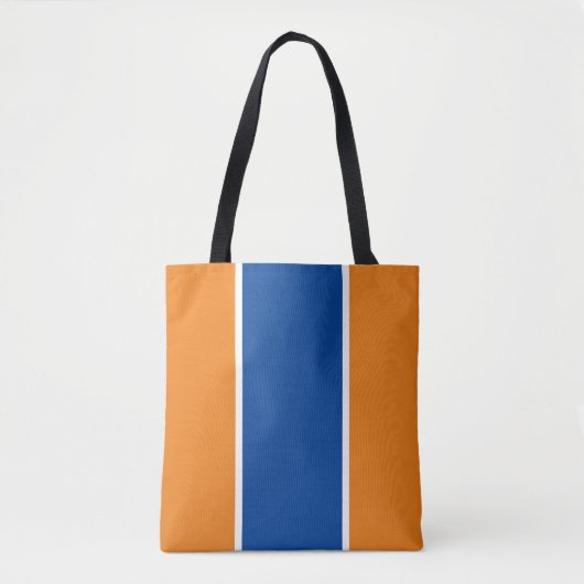 Sporty Bold Blue Orange Weiße Streifen Tasche (Vorderseite)