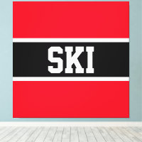 Sporty Bold Bright Red Schwarz-weiß "SKI Stripes"