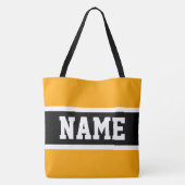 Sporty Bold Bright Yellow Schwarz-weiß Stripes Tex Tasche (Rückseite)