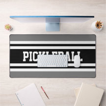 Sporty Bold Grey Black PICKLEBALL Stripes Text