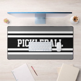 Sporty Bold Grey Black PICKLEBALL Stripes Text Schreibtischunterlage