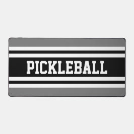 Sporty Bold Grey Black PICKLEBALL Stripes Text Schreibtischunterlage