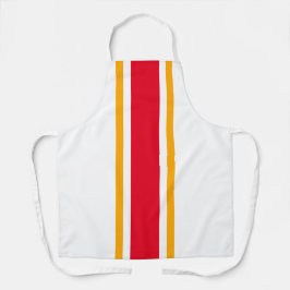 Sporty Bold, hell, rot-gelb, weiße Streifen Schürze
