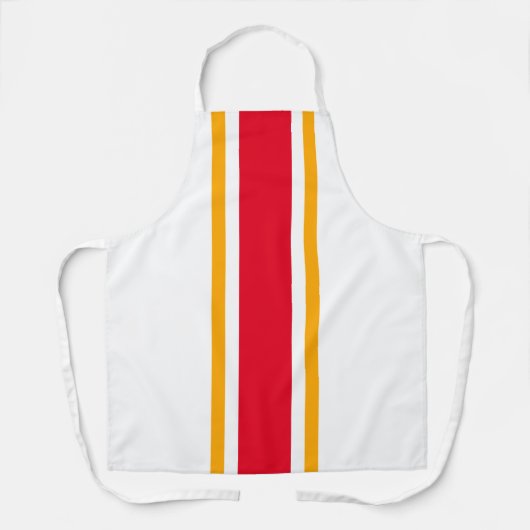 Sporty Bold, hell, rot-gelb, weiße Streifen Schürze (Vorderseite)