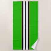Sporty Bold Lime Green Schwarz-weiß Racing Stripes Strandtuch (Vorderseite)