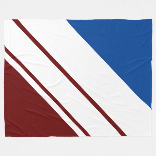 Sporty Bold Red White Deep Blue Racing Streifen Fleecedecke (Vorderseite (Horizontal))
